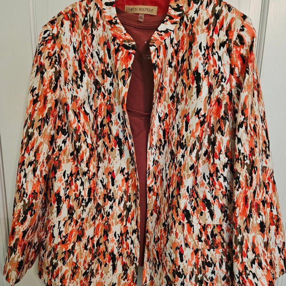 Nipon Boutique (18W) blazer: mixed colors w (XL) russet color T-shirt insert